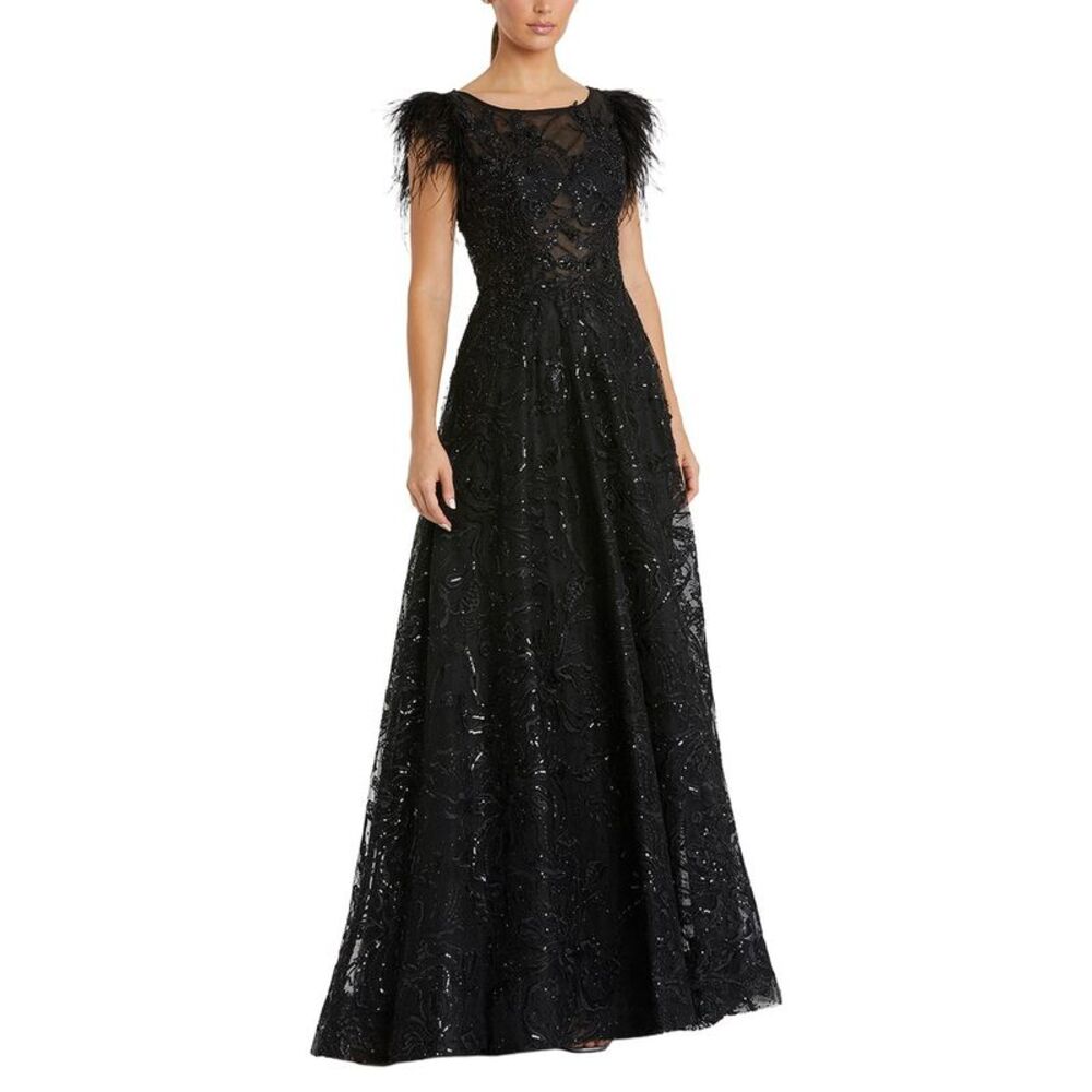 Mac Duggal Womens Embellished Maxi Dress, Black